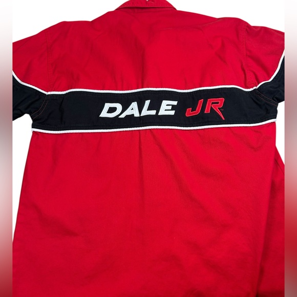 Dale Jr Racing Shirt Budweiser #8 Men Sz L NASCAR Y2K VTG Red Black Embroidered - Picture 9 of 9